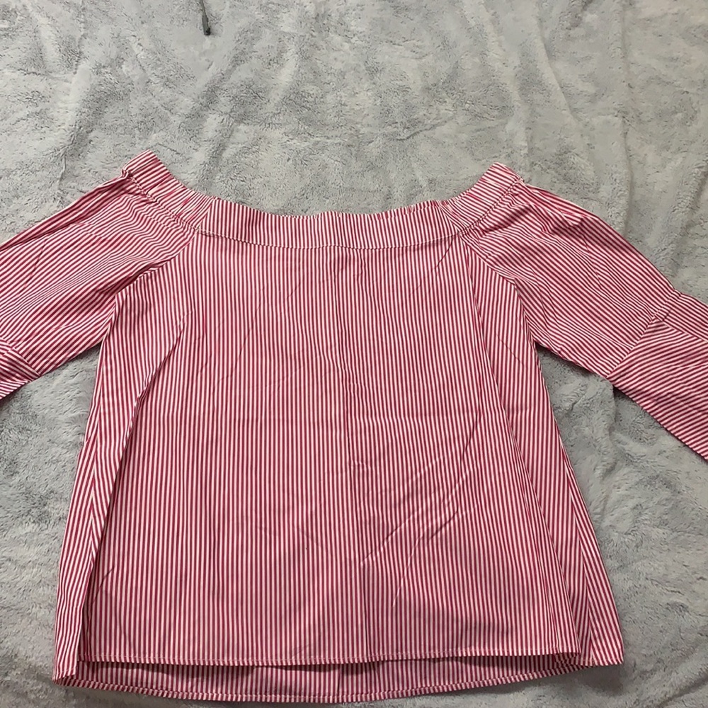 Pink striped off the shoulder top
